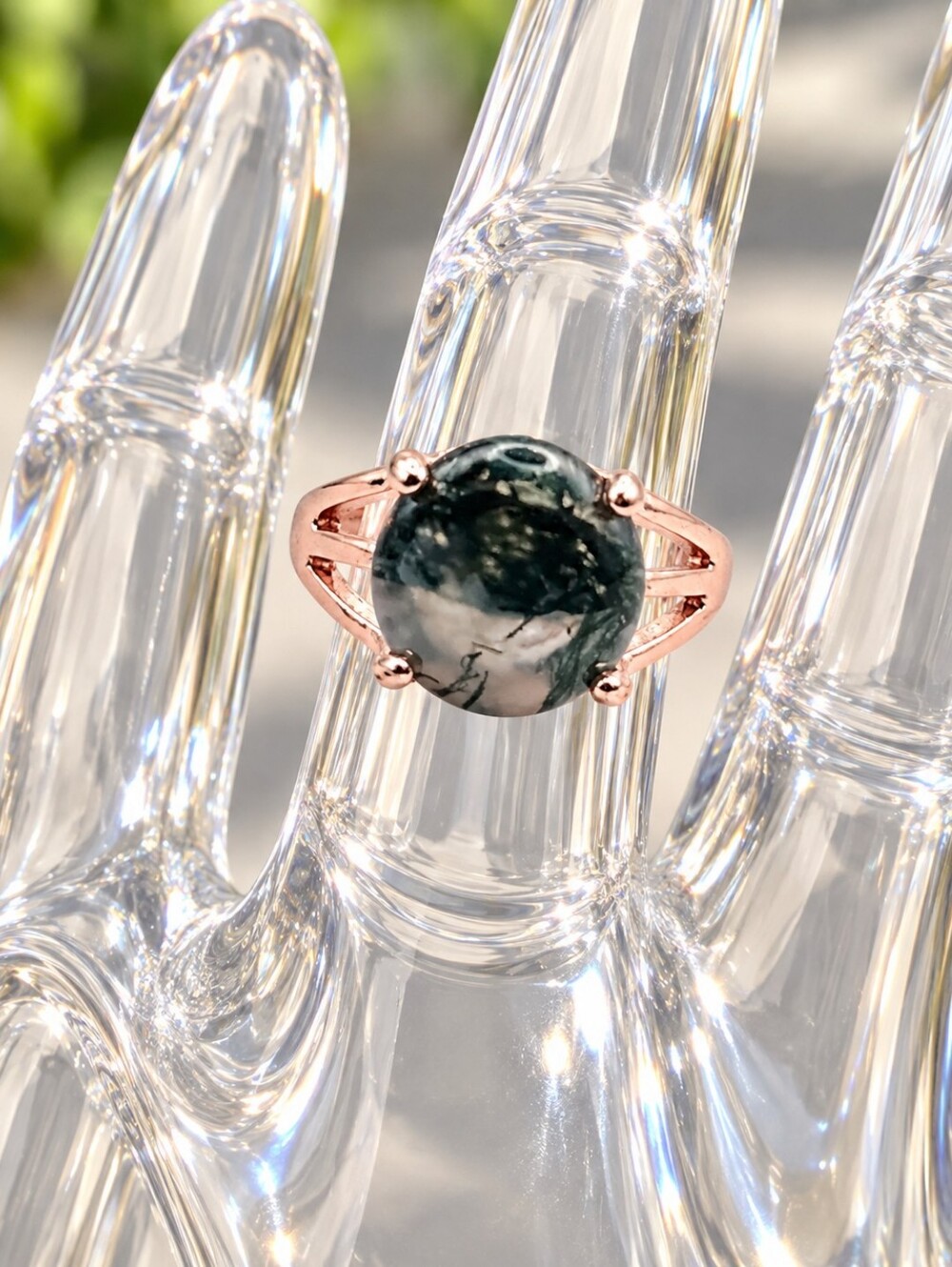 Rose Gold Gemstone Statement Ring Size 7.5